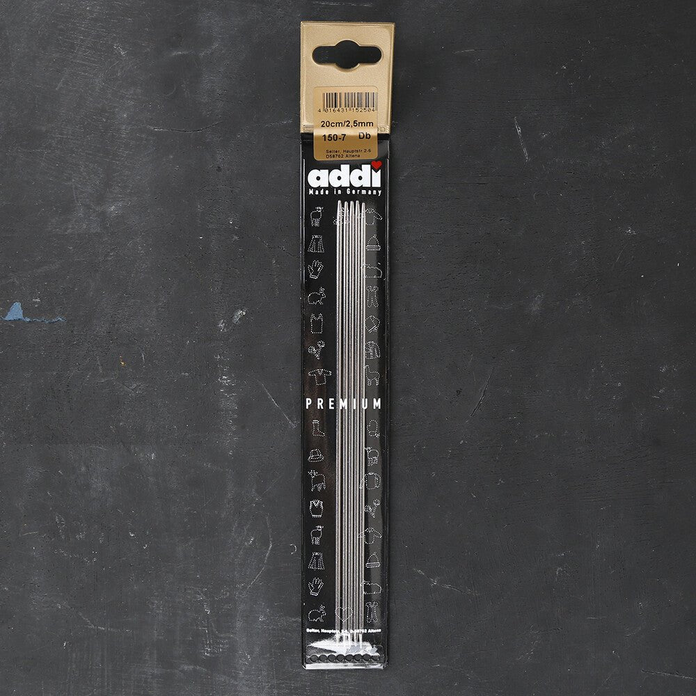 Addi 2,5mm 20cm Çelik Çorap Şişi - 150-7 - Hobium